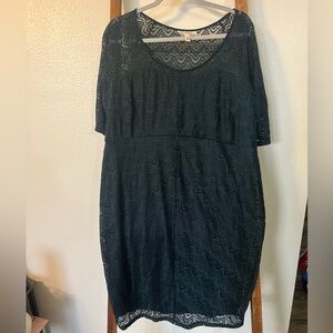 Jessica Simpson Maternity Black Lace Sheath Dress Scoop Neck Short Sleeve XL